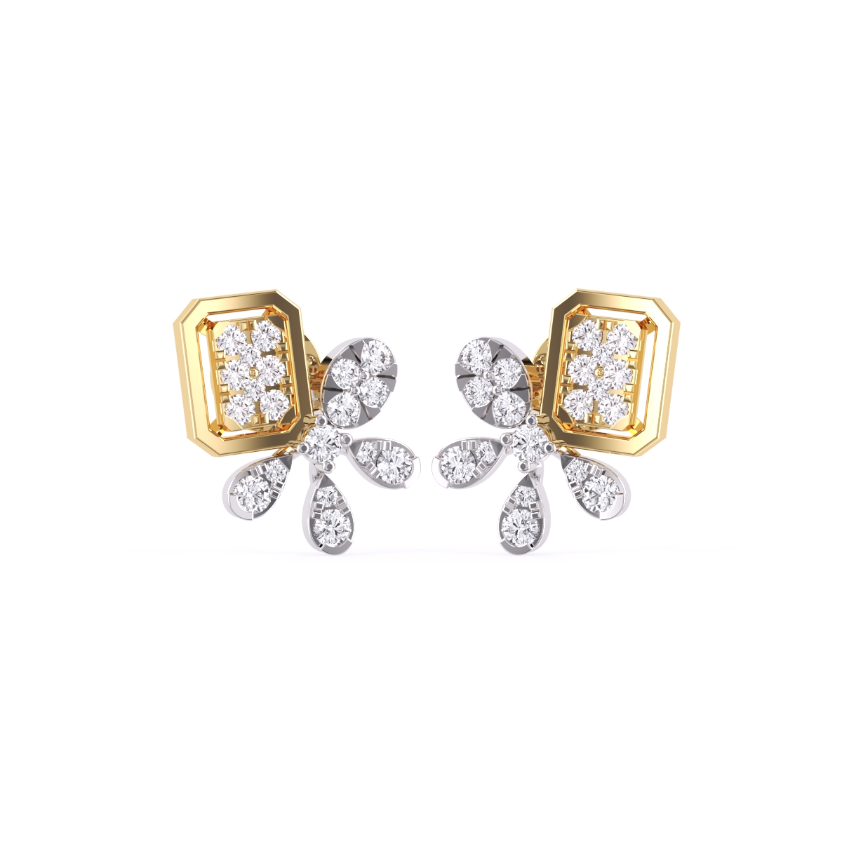 Blossom Flower Diamond Studs Earrings